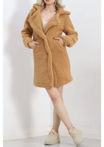 Astarlı Peluş Mont Camel