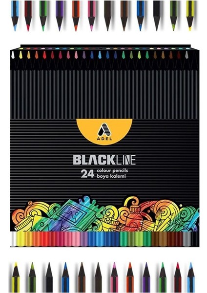 Blackline 24 Lü Kuru Boya Kalemi Karton Kutu 1 Paket 12 Renk Blackline Kuruboya Tam Boy Renkli Kalem