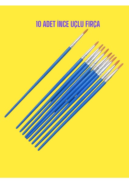 Resim Fırçası Seti 4'lü, 10'lu, 20'li Ince Uçlu ve Kalın Uçlu Fırça Setleri, Suluboya, Akrilik Boyama Vs.