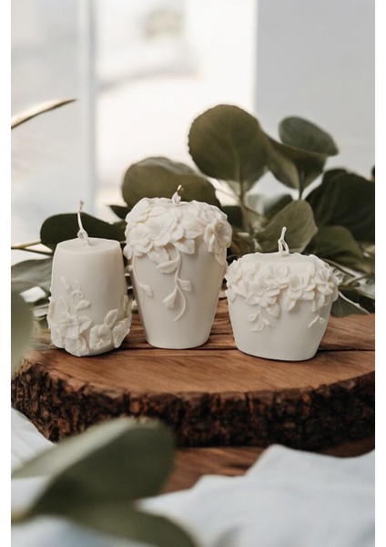 Iskandinav 3'lüsü, Pinterest Tarzı Dekoratif ve Hediyelik Kokulu Organik Soya Mumu