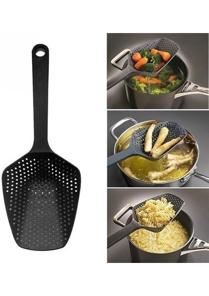 Buffer® Isıya Dayanıklı Plastik Süzgeçli Kızartma ve Sebze Haşlama Kepçesi