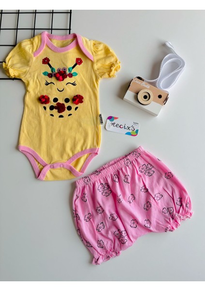 Kız Bebek Yazlık Şortlu Zıbın Takım