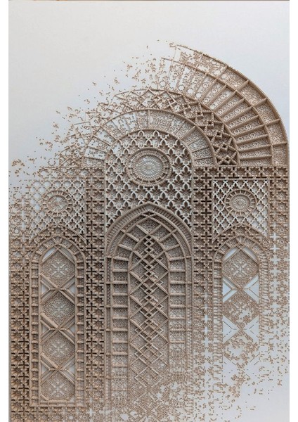 soft|kahve-Krem Bitki Şam Kapı Desen Kombini|çerçeveli Cam Tablo 3lü Dikey fiyatları