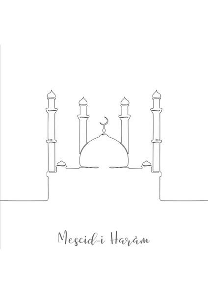 siyah Çizgi Mesicid-I Nebevi-Aksa-Haram Minimal Kombini |çerçeveli Cam Tablo 3lü Dikey modelleri