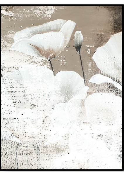 soft Beyaz-Bej Eskitme Tarz Çiçek Kombini |çerçeveli Cam Tablo 3lü Dikey fiyatları