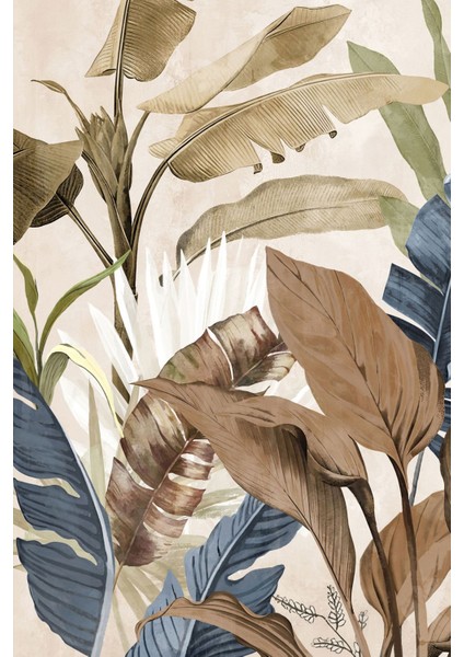 soft Mavi-Yeşil Soyut Yaprak Kombini |çerçeveli Cam Tablo 3lü Dikey fiyatları