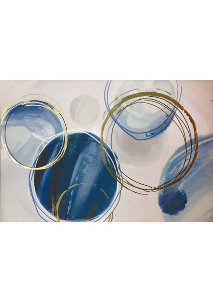 soft Mavi-Yeşil Soyut Yaprak Kombini |çerçeveli Cam Tablo 3lü Dikey fırsatları