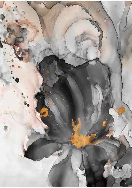 gri-Gold Soyut Çiçek Kombini |çerçeveli Cam Tablo 3lü Dikey fiyatları