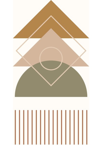 soft Tonlar Soyut Geometrik Seti |çerçeveli Cam Tablo 3lü Dikey fırsatları