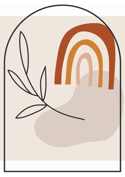 beyaz-Kahverengi Minimalist Bohem Yaprak Seti |çerçeveli Cam Tablo 3lü Dikey fırsatları