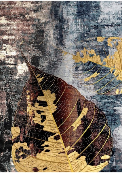 gold-Siyah Soyut Yaprak Desenli Kombini|çerçeveli Cam Tablo 3lü Dikey modelleri