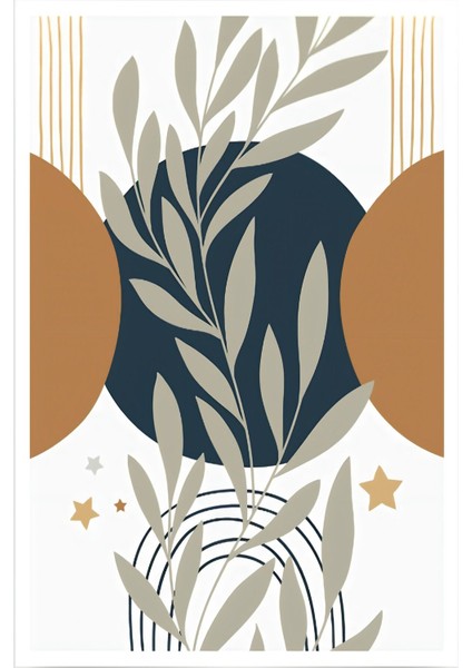 beyaz-Turuncu Yapraklı Minimalist Bohem Seti |çerçeveli Cam Tablo 3lü Dikey fırsatları