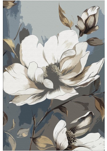 soft Gold-Beyaz-Gri Çiçek Desenli Kombini|çerçeveli Cam Tablo 3lü Dikey fiyatları