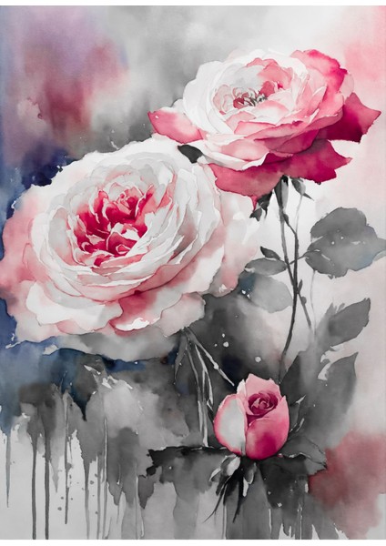 pembe-Gri Çiçekler Kombini|çerçeveli Cam Tablo 3lü Dikey fırsatları