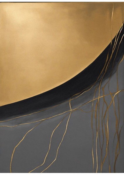 siyah-Gold Soyut Kombini |çerçeveli Cam Tablo 3lü Dikey modelleri