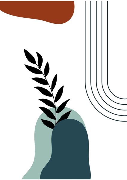 kahverengi-Turkuaz Bohem Yaprak Seti |çerçeveli Cam Tablo 3lü Dikey fırsatları