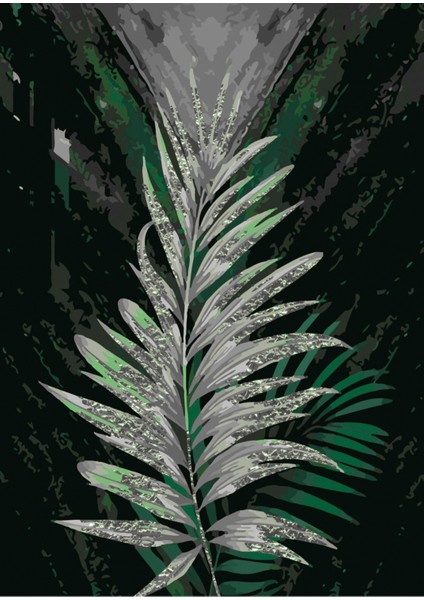 gümüş-Yeşil Yaprak Kombini|çerçeveli Cam Tablo 3lü Dikey fiyatları