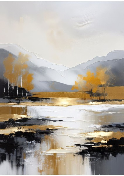 gri-God-Siyah Göl Manzara Kombini |çerçeveli Cam Tablo 3lü Dikey modelleri