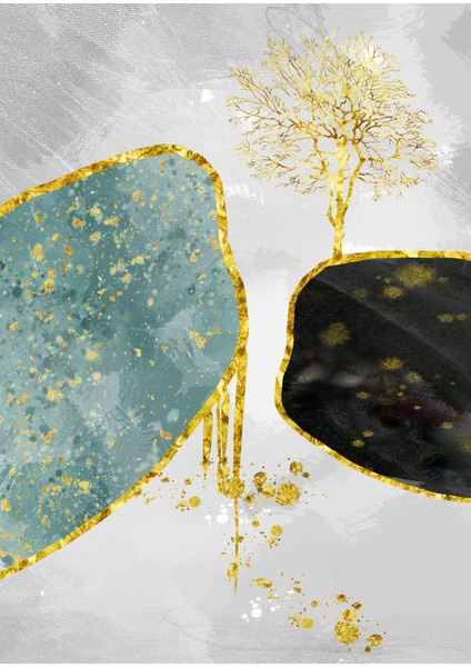 su Yeşili-Gold-Siyah Ağaç Desenli Kombin |çerçeveli Cam Tablo 3lü Dikey fiyatları