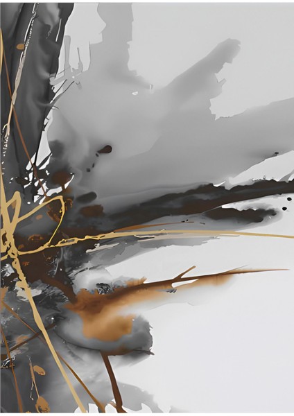 gri-Siyah-Gold Soyut Desen Kombini |çerçeveli Cam Tablo 3lü Dikey fırsatları