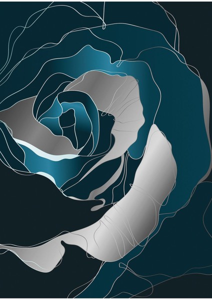 gümüş-Turkuaz Gül Kombini |çerçeveli Cam Tablo 3lü Dikey modelleri