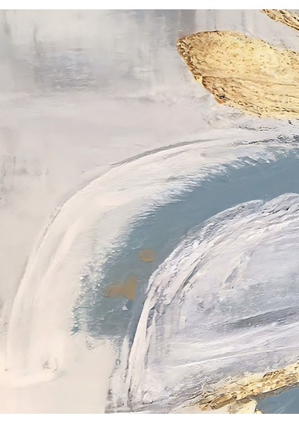 soft Mavi-Gold Soyut Çiçek Kombini |çerçeveli Cam Tablo 3lü Dikey fırsatları