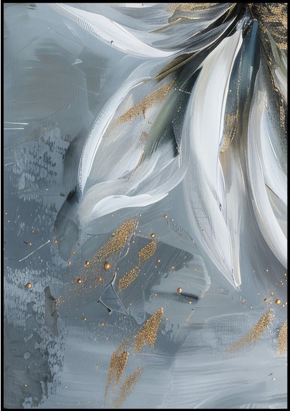 gri-Gold Çiçek Detayları Kombini 01 |çerçeveli Cam Tablo 3lü Dikey modelleri