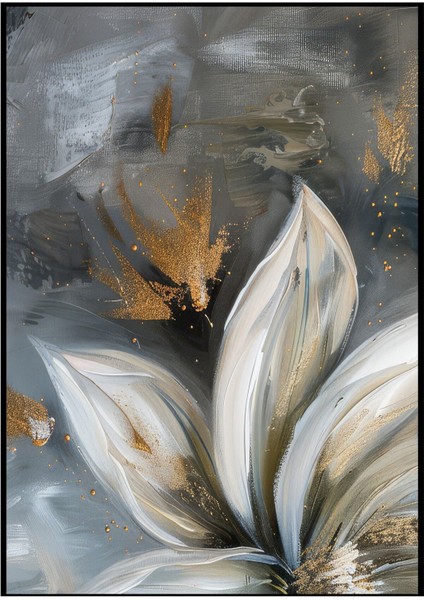 gri-Gold Çiçek Detayları Kombini 01 |çerçeveli Cam Tablo 3lü Dikey fırsatları