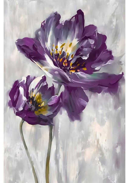 gri-Mor Çiçekli Kombin Seti |çerçeveli Cam Tablo 3lü Dikey fırsatları