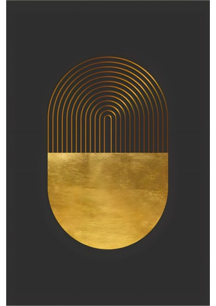 gold-Siyah Soyut Bohem Kombini|çerçeveli Cam Tablo 3lü Dikey modelleri