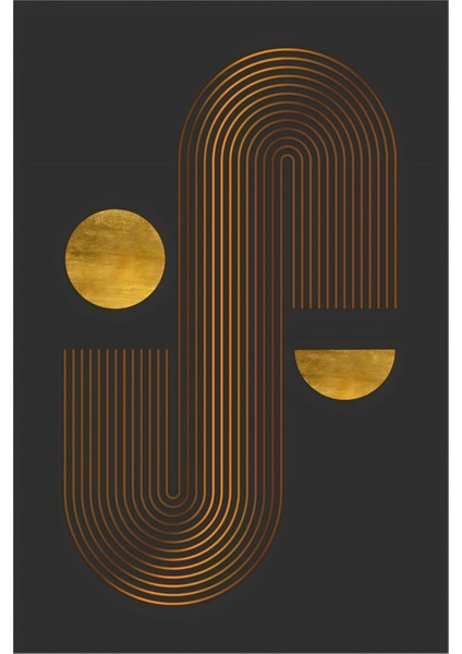 gold-Siyah Soyut Bohem Kombini|çerçeveli Cam Tablo 3lü Dikey fırsatları