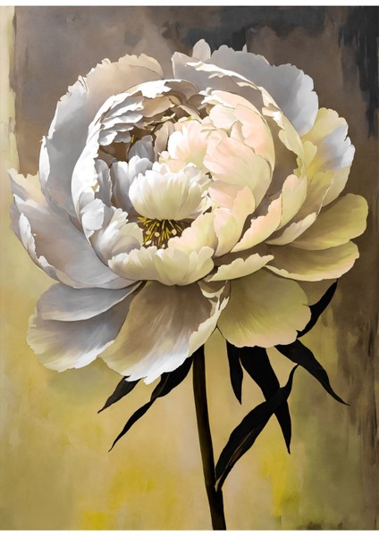 sarı-Gri Çiçekler Kombini|çerçeveli Cam Tablo 3lü Dikey modelleri