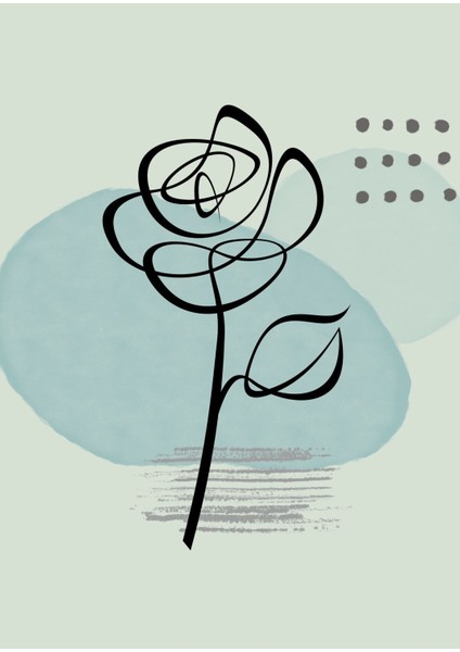 yeşil Tonlar Minimalist Gül Çizimli Set|çerçeveli Cam Tablo 3lü Dikey fırsatları