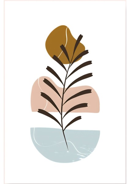 soft Pembe-Mavi Yapraklı Minimalist Bohem Seti |çerçeveli Cam Tablo 3lü Dikey fırsatları