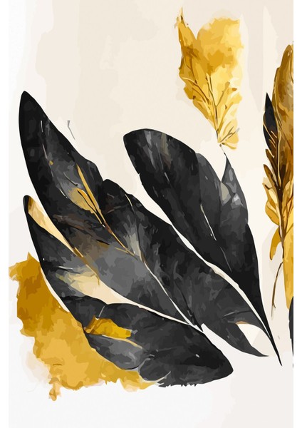 |siyah-Gold Soyut Yaprak Seti 01 |çerçeveli Cam Tablo 3lü Dikey modelleri