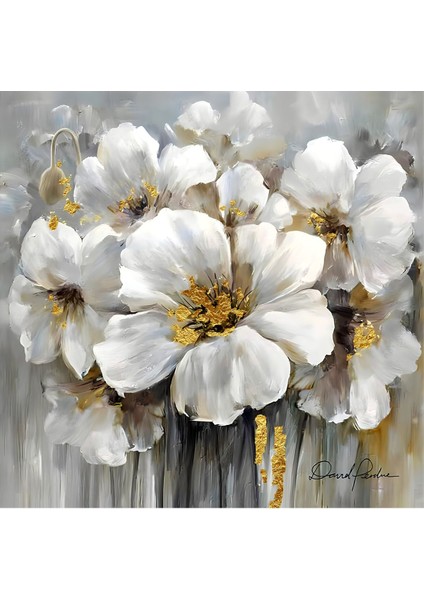 antrasit-Gold Renk Sevilen Çiçek Soyut Kombin |çerçeveli Cam Tablo 3lü Dikey modelleri