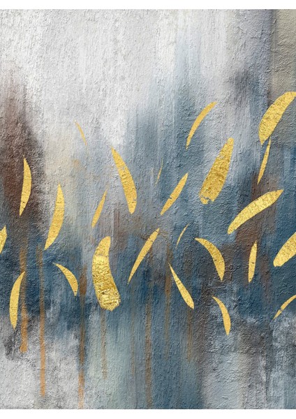 soft Mavi-Gold Yaprak Ağaç Detaylı Kombini|çerçeveli Cam Tablo 3lü Dikey fiyatları