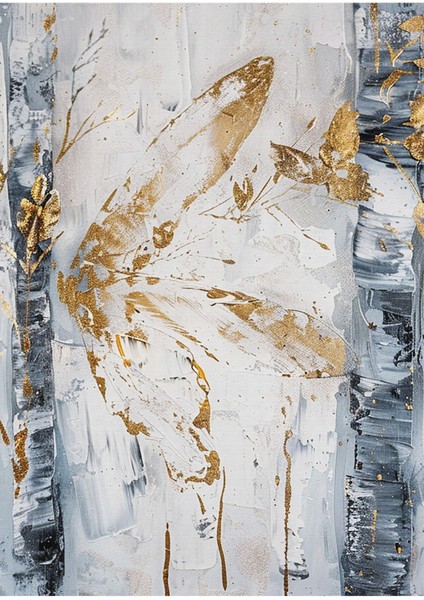 soft Mavi-Gold Yaprak Ağaç Detaylı Kombini|çerçeveli Cam Tablo 3lü Dikey fırsatları