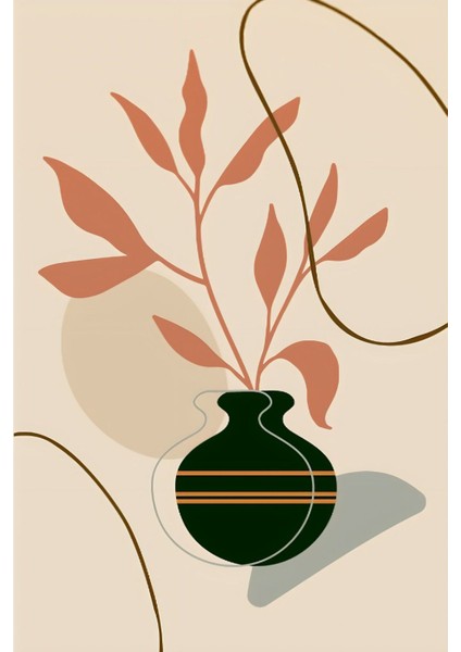 krem-Kahverengi Vazolu Yapraklı Bohem Seti |çerçeveli Cam Tablo 3lü Dikey fiyatları