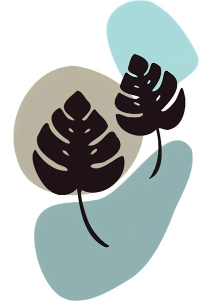 soft Gri Mavi Minimalist Yapraklı Set |çerçeveli Cam Tablo 3lü Dikey fırsatları