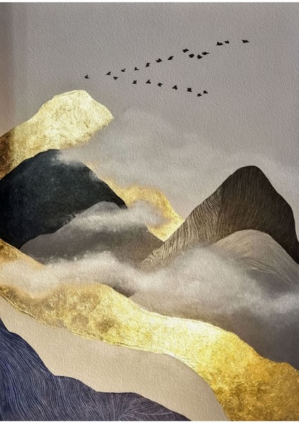 |siyah-Gold Ağaç Soyut Manzara Kombini 01 |çerçeveli Cam Tablo 3lü Dikey fırsatları