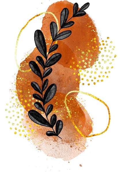 turuncu-Sarı Yapraklı Bohem Seti |çerçeveli Cam Tablo 3lü Dikey fiyatları