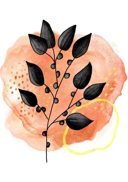 turuncu-Sarı Yapraklı Bohem Seti |çerçeveli Cam Tablo 3lü Dikey modelleri