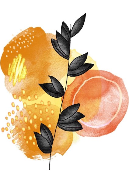 turuncu-Sarı Yapraklı Bohem Seti |çerçeveli Cam Tablo 3lü Dikey fırsatları