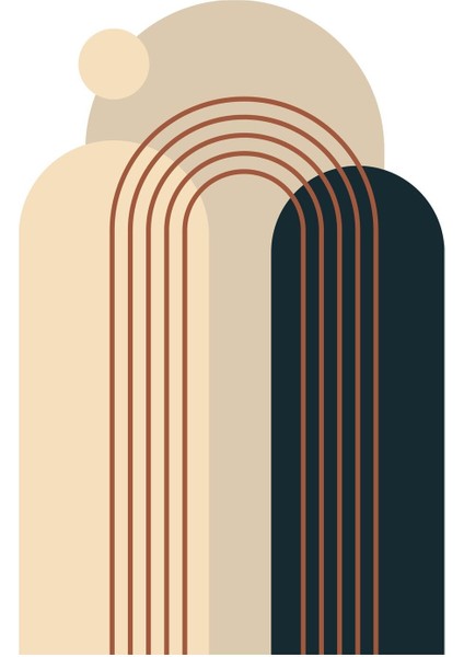 krem-Kahve Bohem Soyut Seti |çerçeveli Cam Tablo 3lü Dikey fiyatları