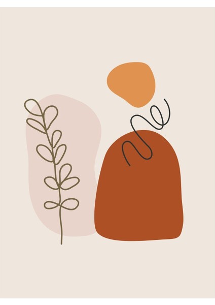 kahverengi-Turuncu Minimalist Bohem Yaprak Seti |çerçeveli Cam Tablo 3lü Dikey fiyatları