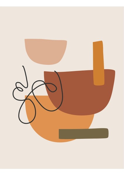 kahverengi-Turuncu Minimalist Bohem Yaprak Seti |çerçeveli Cam Tablo 3lü Dikey modelleri