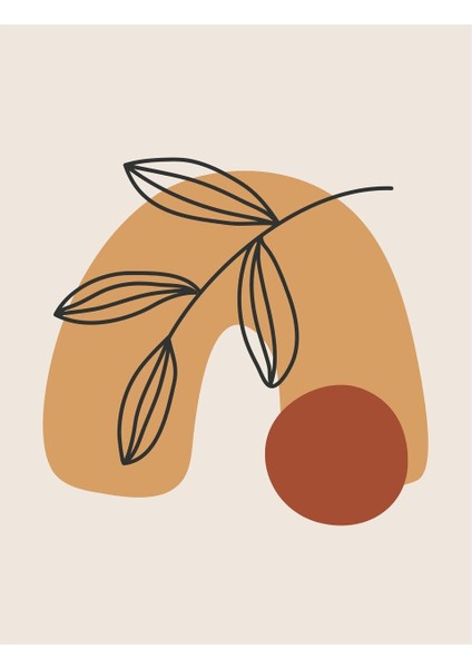 kahverengi-Turuncu Minimalist Bohem Yaprak Seti |çerçeveli Cam Tablo 3lü Dikey fırsatları