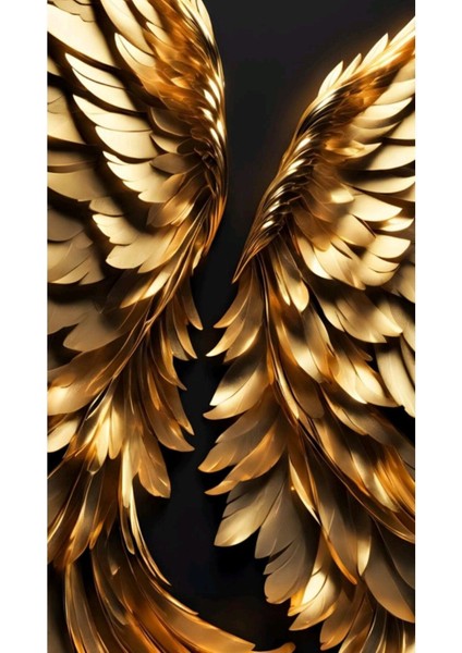 siyah-Gold Gül/kanat/yaprak Kombini |çerçeveli Cam Tablo 3lü Dikey fiyatları