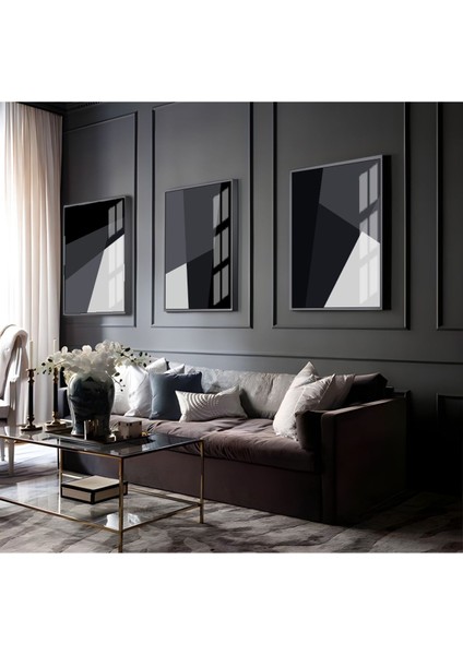 |h&soft Renk Çiçekler |çerçeveli Cam Tablo 3lü Dikey